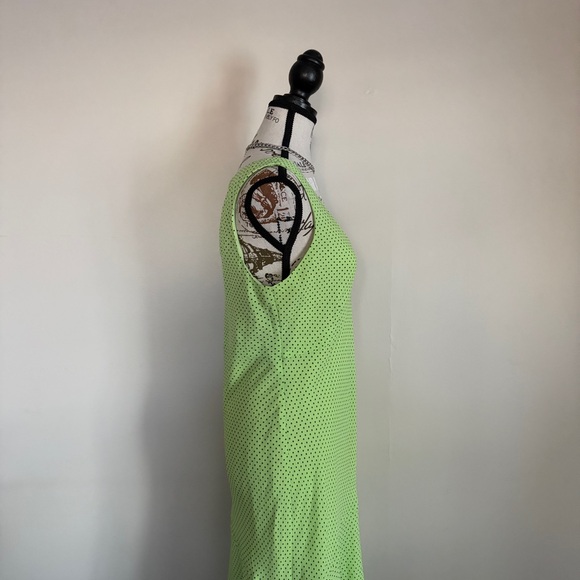 Tessuti vintage sleeveless green with black polka dot midi wedding guest dress - Picture 6 of 9